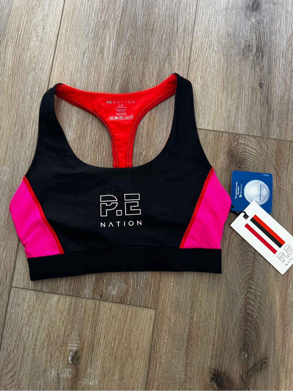 NWT P.E Nation Women's Black Pink Sports Bra